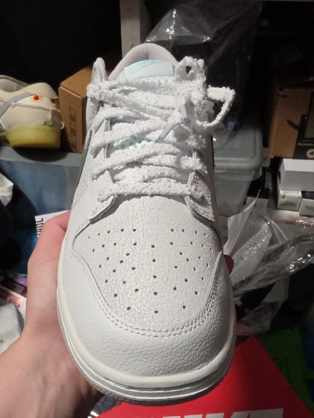 Nike Dunk Low Retro SE in Summit White and Metallic Silver - Picture 5 of 12